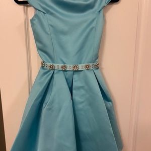 Girls (tweens) party dress (blue  satin)